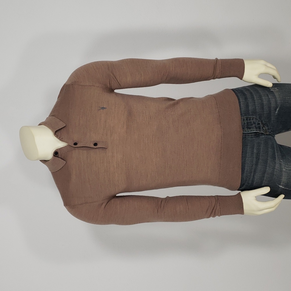 ALLSAINTS MODE 100% MERINO WOOL LONG SLEEVE POLO SWEATER MEN'S S